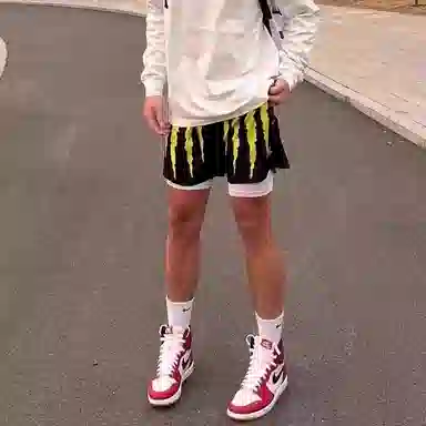 豹了个猫 美式抓痕爪印网眼透气运动健身短裤篮球裤 男女同款