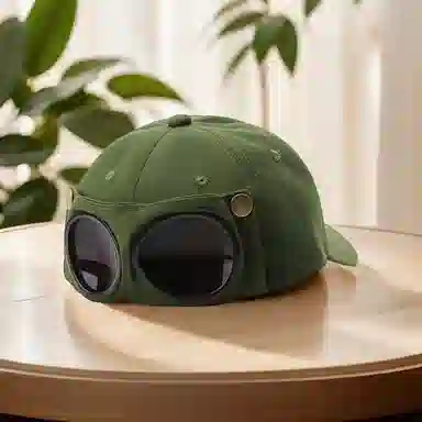 豹了个猫 可爱耳朵飞行员墨镜 个性百搭大头围 棉质 鸭舌帽 男女同款情侣款