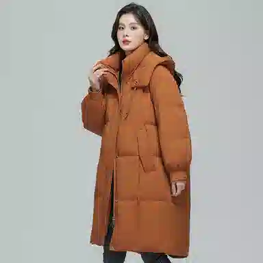 雅鹿 中长款长袖宽松面包羽绒服 女款