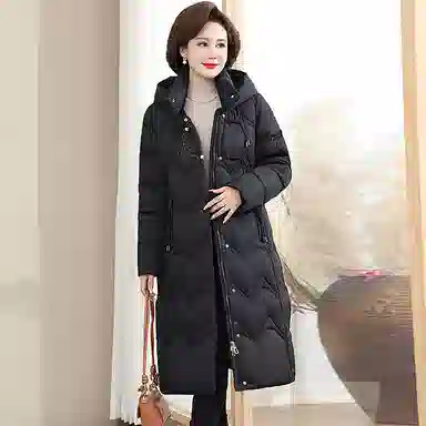 雅鹿 中长款纯色宽松长袖羽绒服 女款