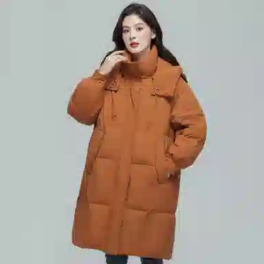 雅鹿 中长款长袖宽松面包羽绒服 女款