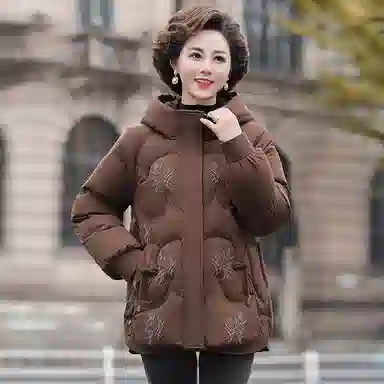 雅鹿 加厚短款宽松长袖连帽羽绒服 女款