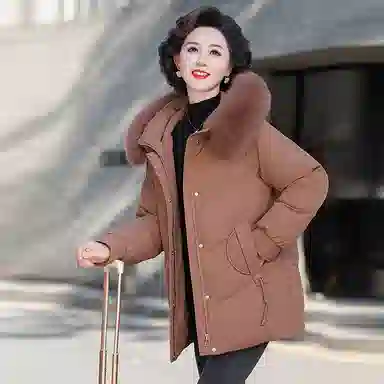 雅鹿 大码冬装时尚厚款休闲长袖羽绒服 女款