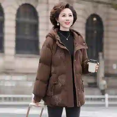 雅鹿 加厚短款宽松长袖连帽羽绒服 女款