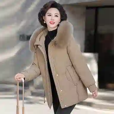 雅鹿 大码冬装时尚厚款休闲长袖羽绒服 女款