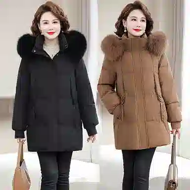 雅鹿 纯色连帽加厚羽绒服 女款