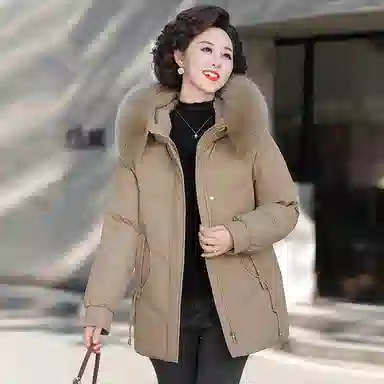 雅鹿 大码冬装时尚厚款休闲长袖羽绒服 女款