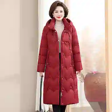 雅鹿 中长款纯色宽松长袖羽绒服 女款
