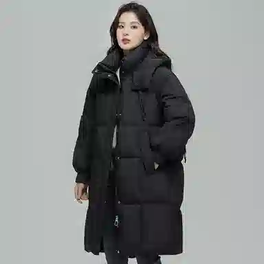 雅鹿 中长款长袖宽松面包羽绒服 女款