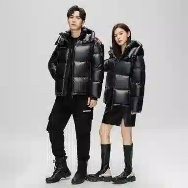 雅鹿 时尚宽松通勤羽绒服 男女同款 黑色