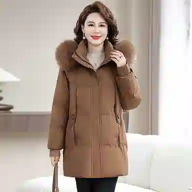 雅鹿 纯色连帽加厚羽绒服 女款