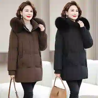 雅鹿 纯色连帽加厚羽绒服 女款