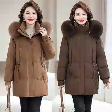 雅鹿 纯色连帽加厚羽绒服 女款