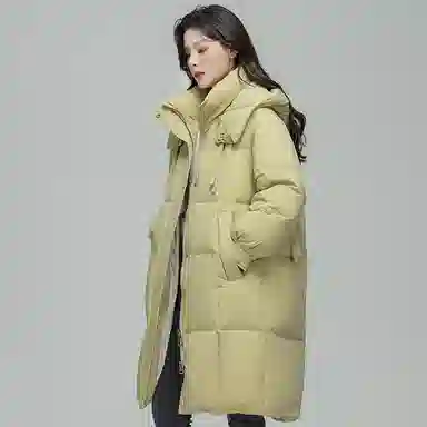 雅鹿 中长款长袖宽松面包羽绒服 女款