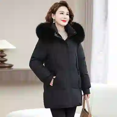 雅鹿 纯色连帽加厚羽绒服 女款