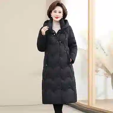 雅鹿 中长款纯色宽松长袖羽绒服 女款