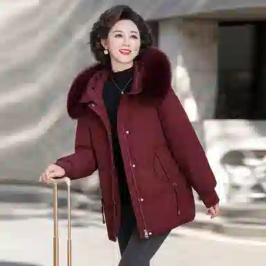 雅鹿 大码冬装时尚厚款休闲长袖羽绒服 女款