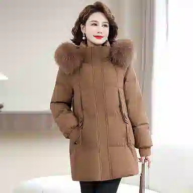 雅鹿 纯色连帽加厚羽绒服 女款