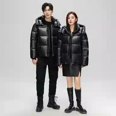 雅鹿 时尚宽松通勤羽绒服 男女同款 黑色