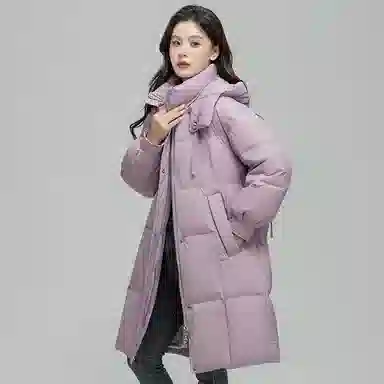 雅鹿 中长款长袖宽松面包羽绒服 女款
