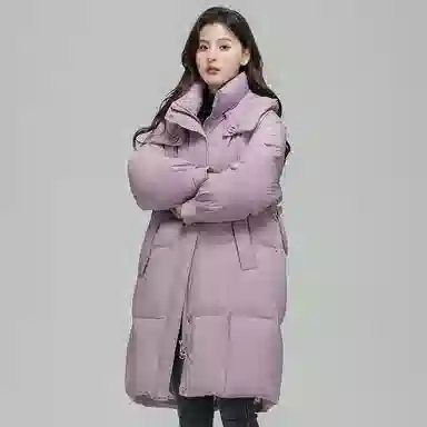 雅鹿 中长款长袖宽松面包羽绒服 女款