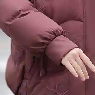 雅鹿 加厚短款宽松长袖连帽羽绒服 女款