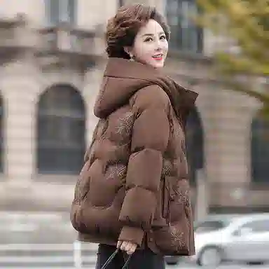 雅鹿 加厚短款宽松长袖连帽羽绒服 女款