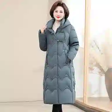 雅鹿 中长款纯色宽松长袖羽绒服 女款