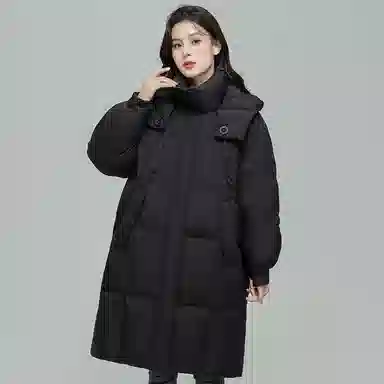 雅鹿 中长款长袖宽松面包羽绒服 女款