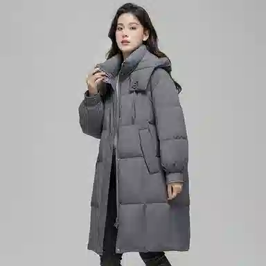 雅鹿 中长款长袖宽松面包羽绒服 女款