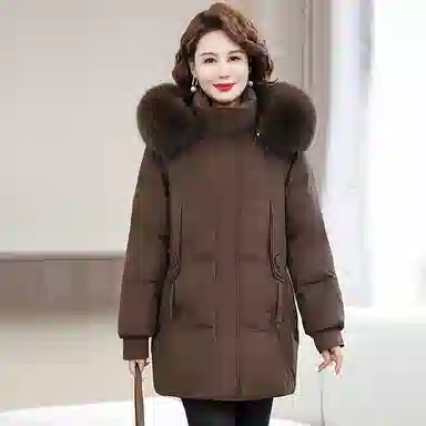 雅鹿 纯色连帽加厚羽绒服 女款