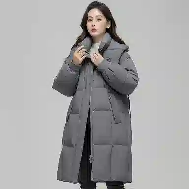 雅鹿 中长款长袖宽松面包羽绒服 女款