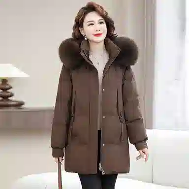 雅鹿 纯色连帽加厚羽绒服 女款