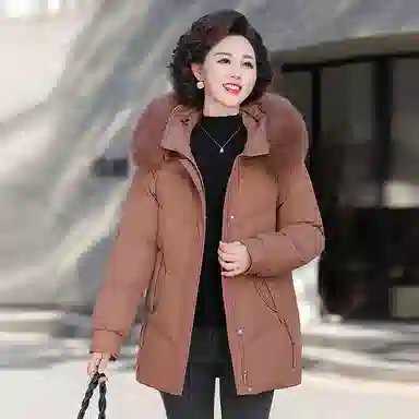 雅鹿 大码冬装时尚厚款休闲长袖羽绒服 女款