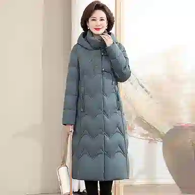 雅鹿 中长款纯色宽松长袖羽绒服 女款