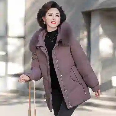 雅鹿 大码冬装时尚厚款休闲长袖羽绒服 女款