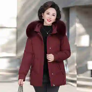 雅鹿 大码冬装时尚厚款休闲长袖羽绒服 女款