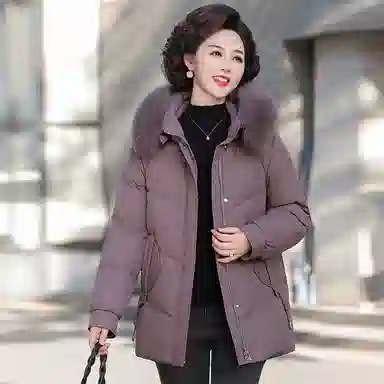 雅鹿 大码冬装时尚厚款休闲长袖羽绒服 女款