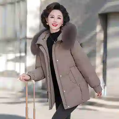 雅鹿 大码冬装时尚厚款休闲长袖羽绒服 女款