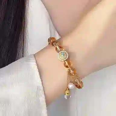 金桂福 财源八宝 时来运转运珠八宝罗盘八方来财新中式天然 黄水晶 手串 男女同款情侣款
