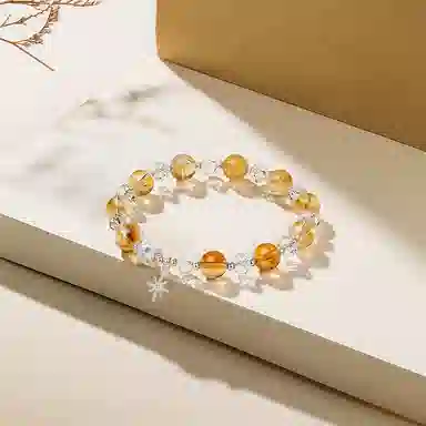 金桂福 【星星闪耀】星月露 精致气质简约时尚小众设计 高颜值个性独特好运天然 黄水晶 手串 男女同款情侣款