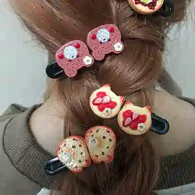 简应舒 熊熊仿真食物 树脂 发夹 男女同款情侣款