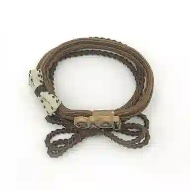 简应舒 波点蝴蝶结简约 亚麻 发圈 男女同款情侣款