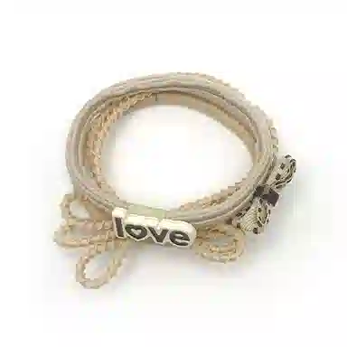 简应舒 波点蝴蝶结简约 亚麻 发圈 男女同款情侣款