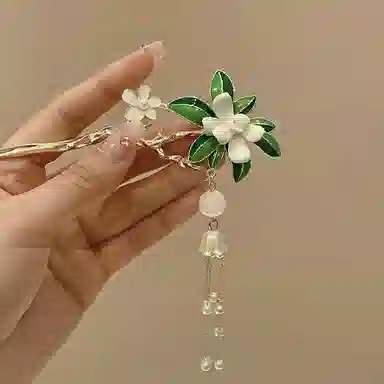 简应舒 古风气质盘栀子花 合金 配件发簪 男女同款情侣款