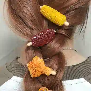 简应舒 仿真烤串炸鸡 树脂 发夹 男女同款情侣款