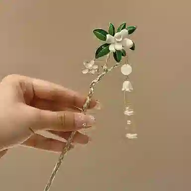 简应舒 古风气质盘栀子花 合金 配件发簪 男女同款情侣款