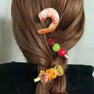 简应舒 关东煮烧烤 树脂 发夹 男女同款情侣款
