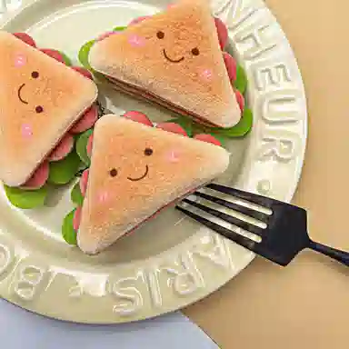 简应舒 萌趣物语随身三文治可爱车链包创意 布艺 挂件 男女同款情侣款