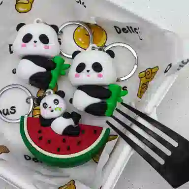 简应舒 包包卡通熊猫零钱包 塑料 挂件 男女同款情侣款